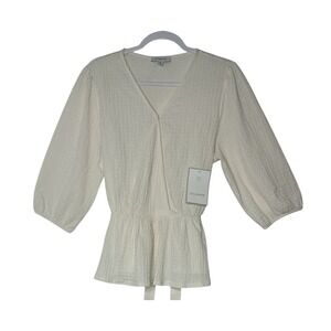 Calligraphie By Anthropologie Top Women's Medium‎ Balloon Sleeve Elastic Waist